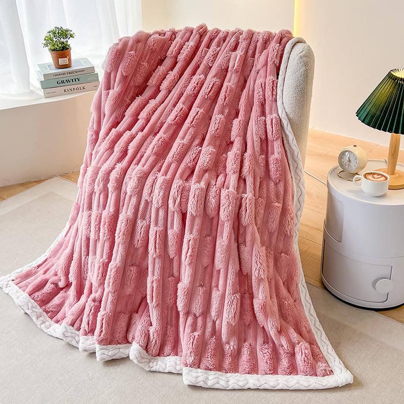 ふわとろブランケット もこもこ ブランケット 毛布 ひざ掛け 静電押しとどめる 吸湿熱のある状態 生あたたかい ふわふわ シングルタオルケット 大判 冷房装置打つ手 冬用 寝具 車中泊打つ手 洗い濯ぎ能力のある (さくら色,100x120珊)