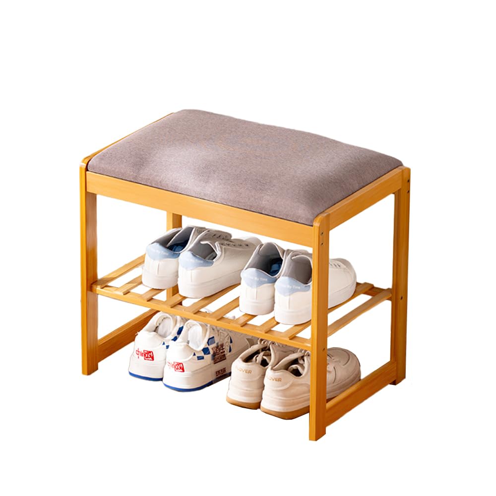 玄関ベンチ 玄関収納 シューズラック 靴箱ベンチ 幅50/70cm 椅子 靴棚 玄関椅子 スリム 下駄箱ベンチ 簡単組み立て 省スペース玄関 腰掛け おしゃれ ヴィンテージ 玄関 棚 靴収納 靴箱 通気性 ワイド 靴入れ (原色,幅50cm)|LIFE QUEST