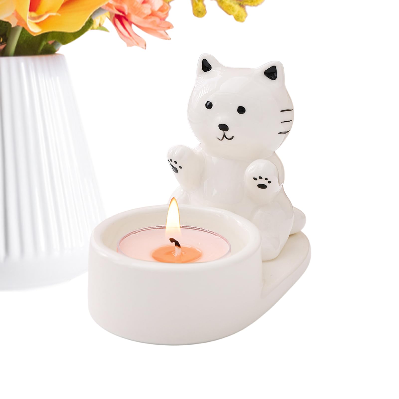 キャンドルホルダー,セラミック製 かわいい猫デザイン ?台,猫 キャンドル ティーライト ホルダー | バスルーム、キッチン、ベッドルーム、卓上、アパート、パーティー、宴会、棚、マントル用｜LIFE QUEST