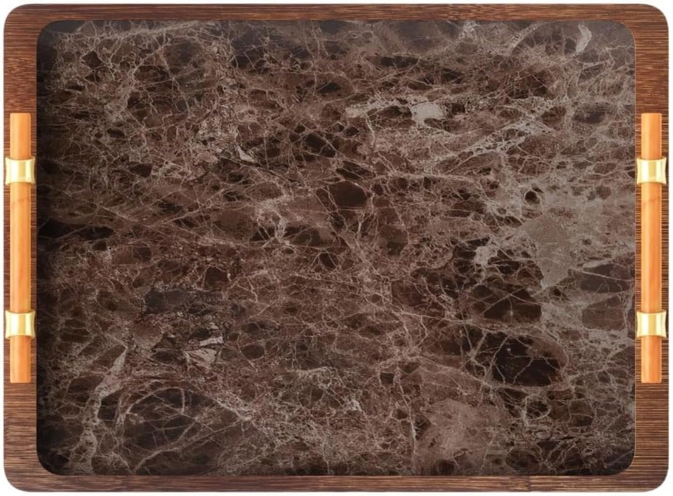 Ladfrol 多層オリジナル性手持ち部分身寄り用マーブル飾りつけ脂製竹御盆 (L：40*30*2糎) [並行輸入品]