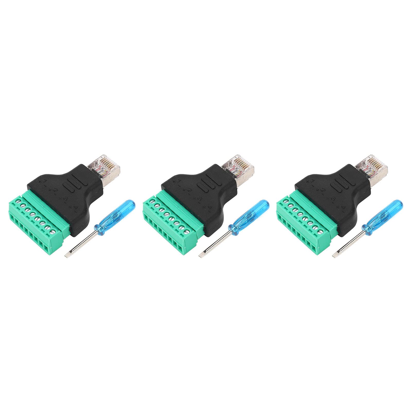 RJ45推進器停留所アダプタ3個、RJ45刃針から8ピンネットワークコネクタへ、DVRおよびイーサネット架線用の溶接不必要推進器停留所、EIA/TIA 568B標準尺度に標準尺度