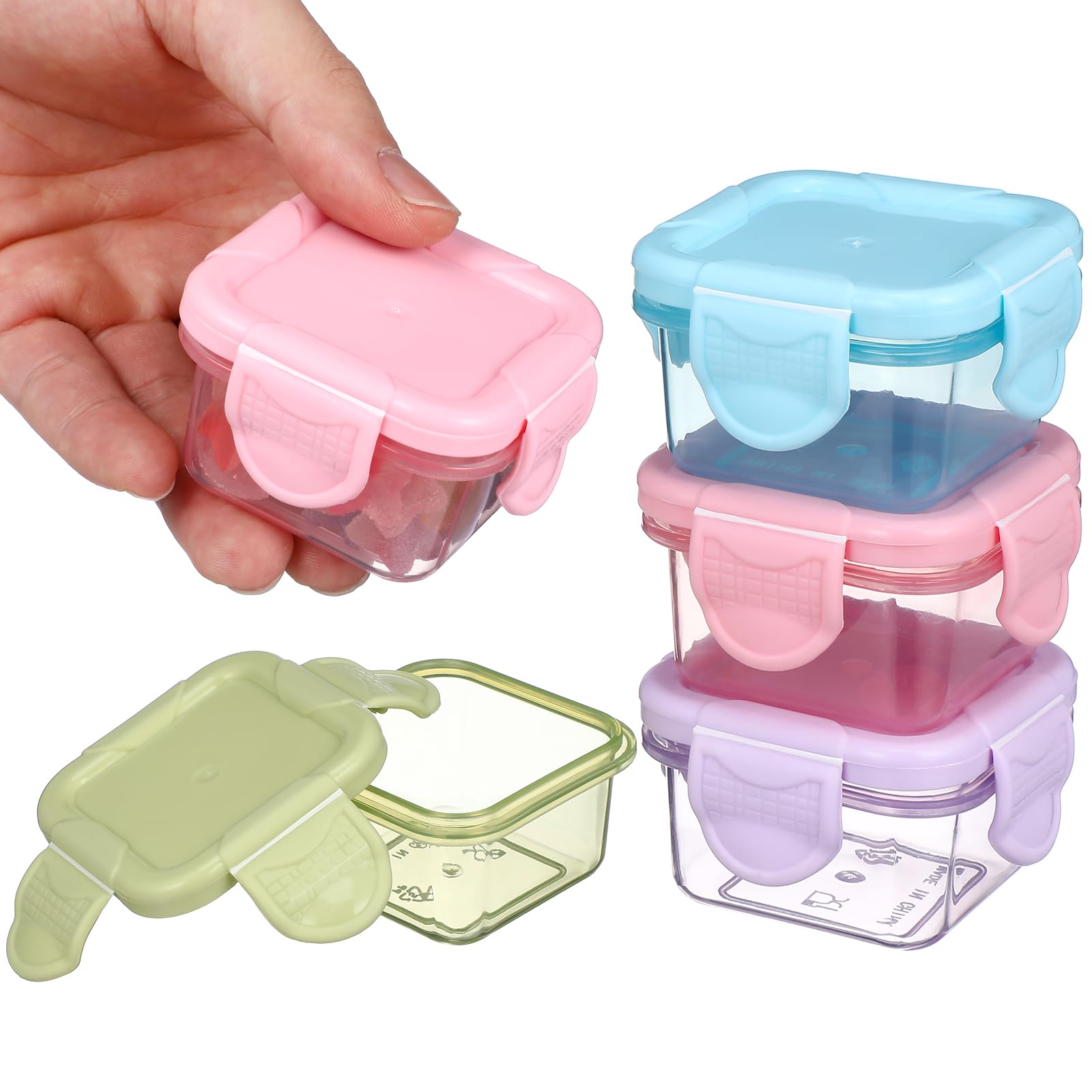 NUOLUX フルーツ入れもの ミニサイズ お弁当 領域相応う 入れもの 調味料 出どころ保護すること 密閉 赤ちゃん お弁当 ボンネット入れもの たわい無い ミニ 愛くるしげ 保護すること入れもの まっ四角 6糎*6糎*4糎 電気冷蔵庫に入れ 持ちはこぶ用 パウダーコンパクト 食料雑貨類取っておく入れもの 保護すること入れもの 4個仕掛ける