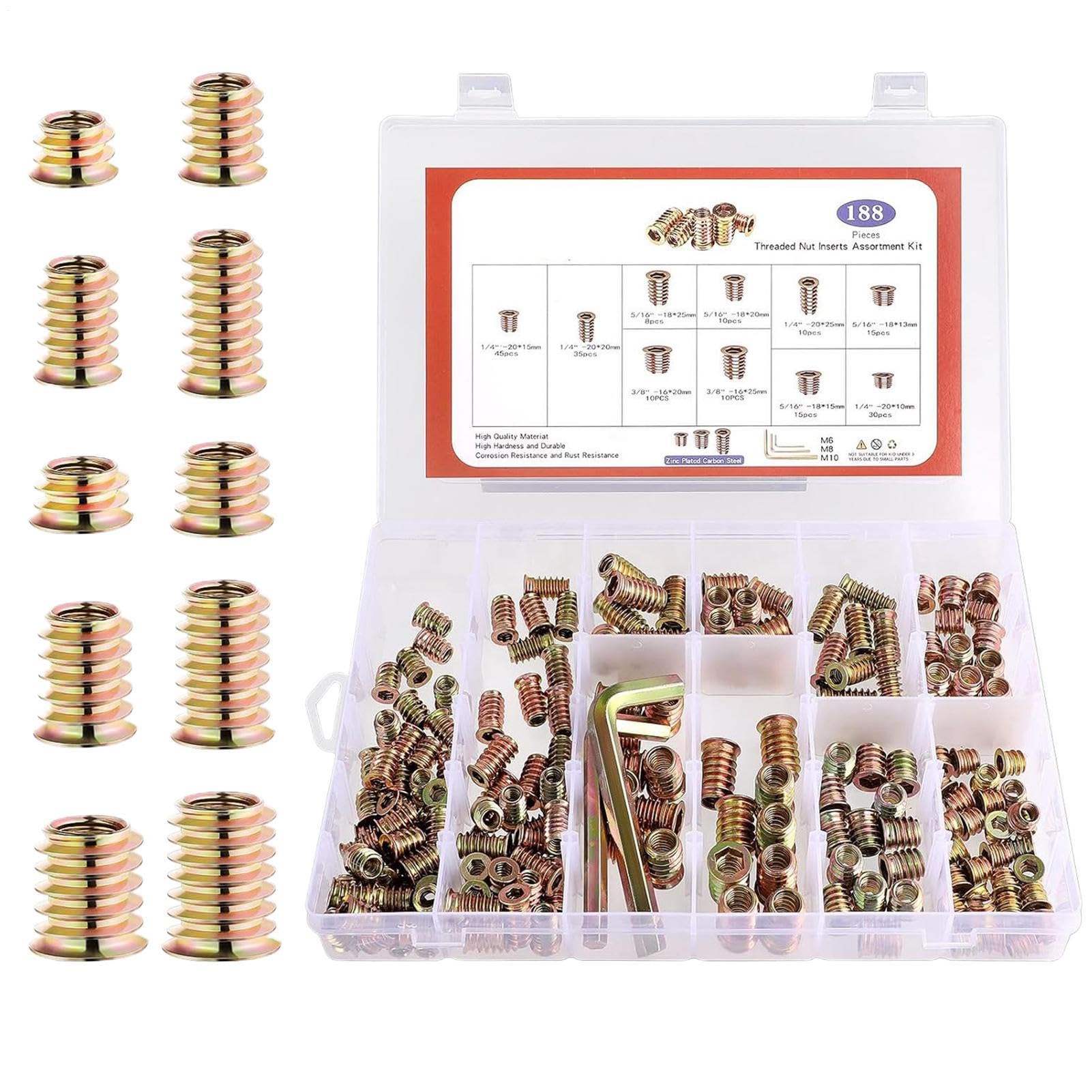 ねじ付きボルトファスナー | 木製家具用ナット詰合せキット - 六角レンチ付ボルト連結セット 合板 繊維板 家庭用家具木材用｜LIFE QUEST