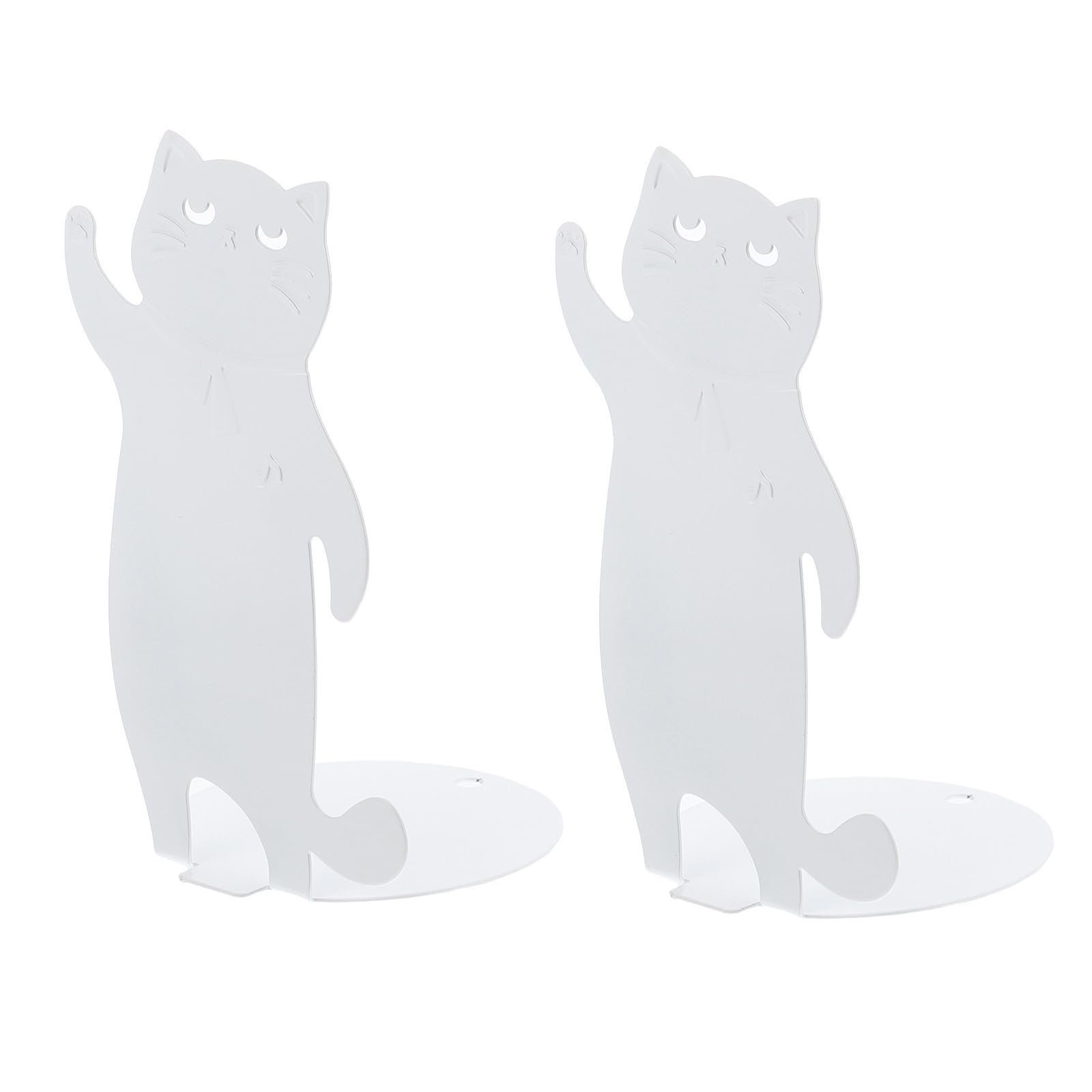 ST 猫型ブックエンド 白鉄製 読みものストッパー ブックオーガナイザー 身寄り用 執務室や寄託図書館に至適 猫の形倒れにくい青写真 1ありの実