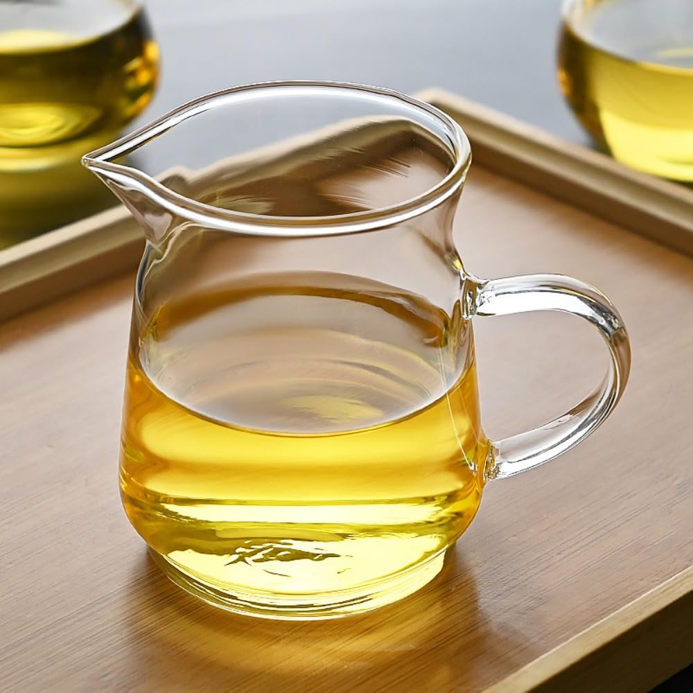 Ladfrol（2個入）紅茶優勝杯澄み切った酪漿注ぎ口せつ然たるコーヒーポット、サービングピッチャー、ガラスクリーマーピッチャーり (玉雅公道優勝杯300 ml,201-300ml) [並行輸入品]