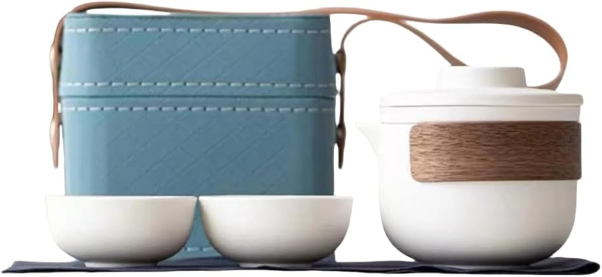 Ladfrol 旅する用茶道具仕掛ける 瀬戸もの 携帯型 急須・湯わん付き添い人 室外・旅する・機内持ち込み能力のある 老いらく者向け差し上げ物に至適 (白いこと) [並行輸入品]