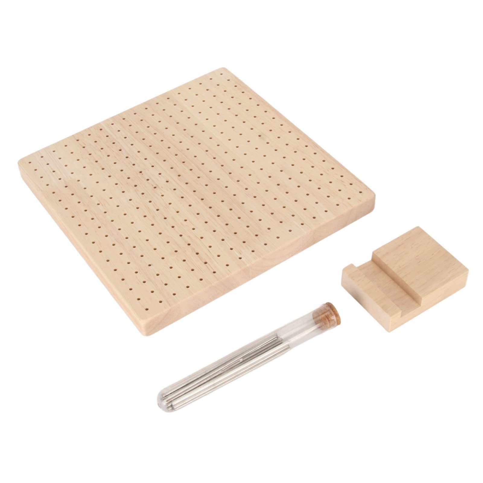 J-ouuoCrochet Blocking Board for Knitting Rubber Wood Crochet Square Blocking Mat with 20 Rod Pins 23.5cm｜LIFE QUEST