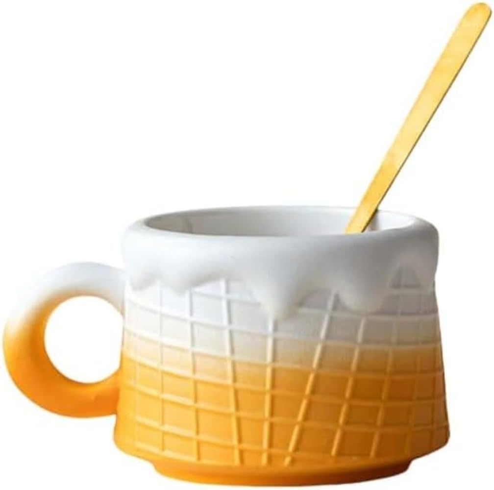 Ladfrol クリーミーアイスクリームコーヒーカップ：美しく実用的 (アイスクリームコーヒーカップ - ペパーミント緑であること (C,水呑み 1 個＋お匙付き添い人) [並行輸入品]