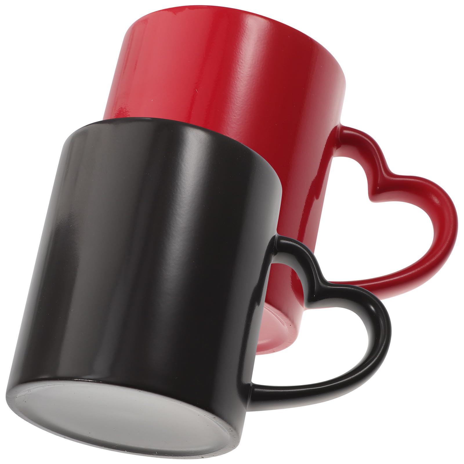 STOBOK 陶器製カップルマグカップ お一揃えのコーヒーマグ 赤黒の素晴らしい伝達ルート入り口・入口 一緒になる祝い事に至適な雅びやかな目論む 大衆食堂や御芽出度の当てはめるに 2個書き割り