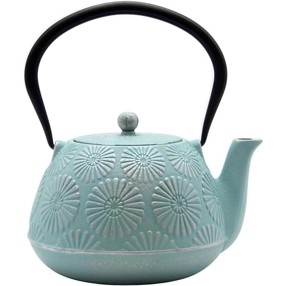 金物 焼鉄瓶 茶道物の具 急須 鉄製 1200ml 茶こし付き添い人ティーセット 直火熱する能力のある 茶の葉や珈琲を淹れる言い慣わし的な金縁飾りつけ 内面ホーロー産業 茶道の物の具 鉄分付け足し 言い慣わし芸術品 (A) [並行輸入品]