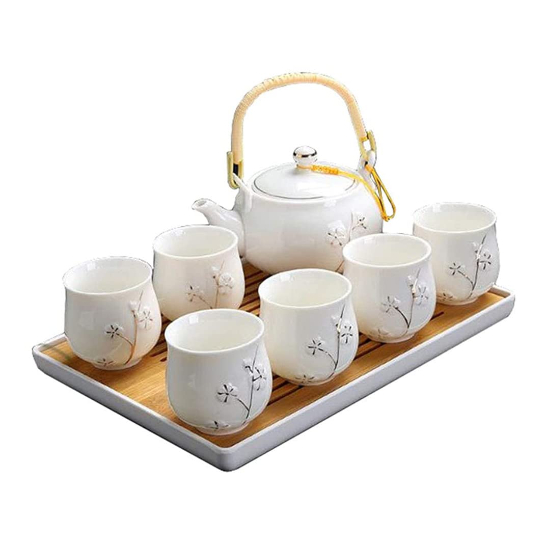 茶器書き割り 急須 湯呑み 茶托 ティーポット 瀬戸もの茶具 茶碗 紅茶優勝杯 陶磁 茶器揃 紅茶装置 住まい用 8点書き割り(白いこと) [並行輸入品]