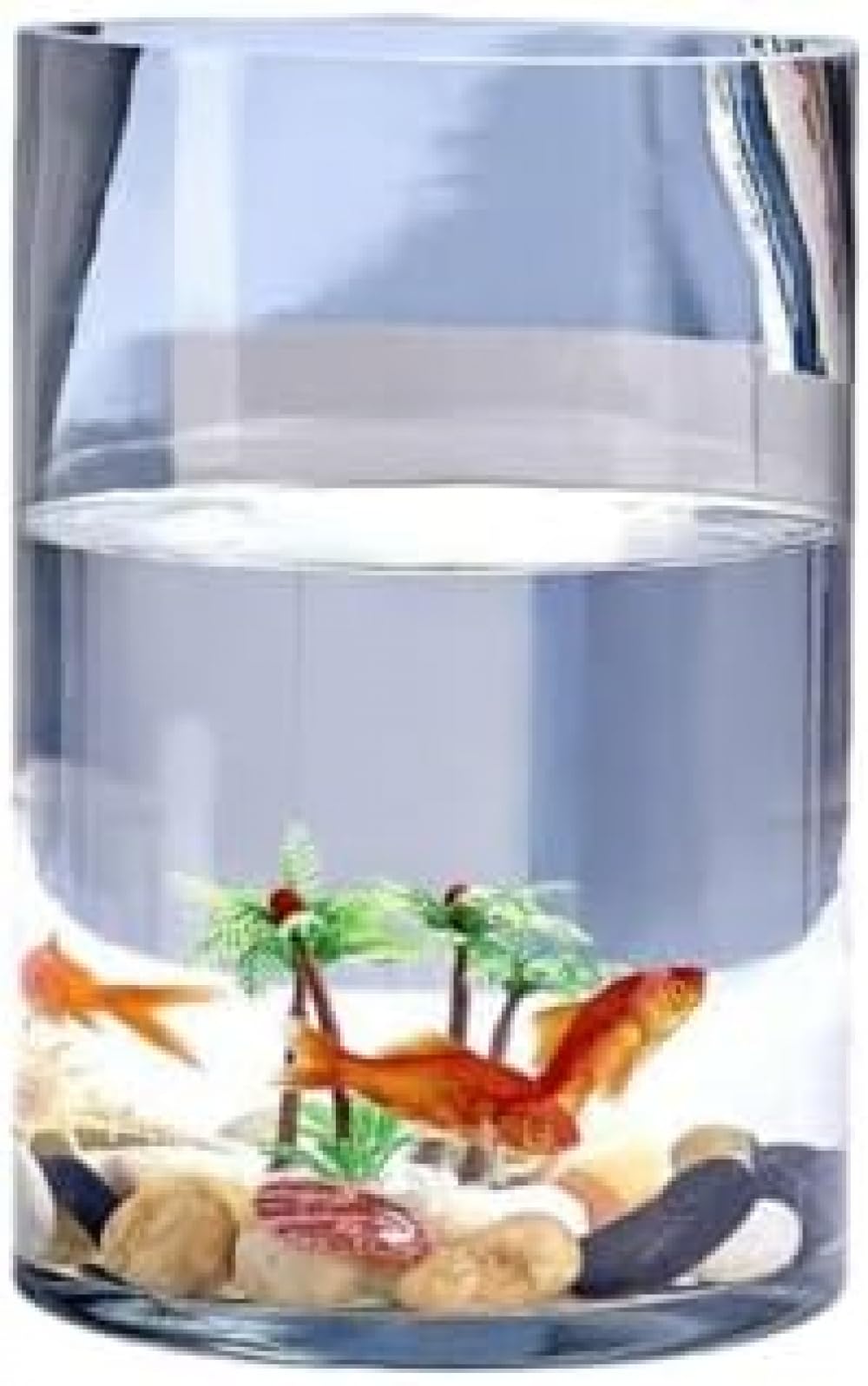 硝子製円柱形肥厚循環円柱 ミニ魚貯蔵タンク兼澄み切った花立て 金魚鉢・小型海洋博物館・ミニ海洋博物館として当てはめる能力のある 観葉草木も植えられるホームオフィス・リビングルーム向けかざり付ける的海洋博物館
