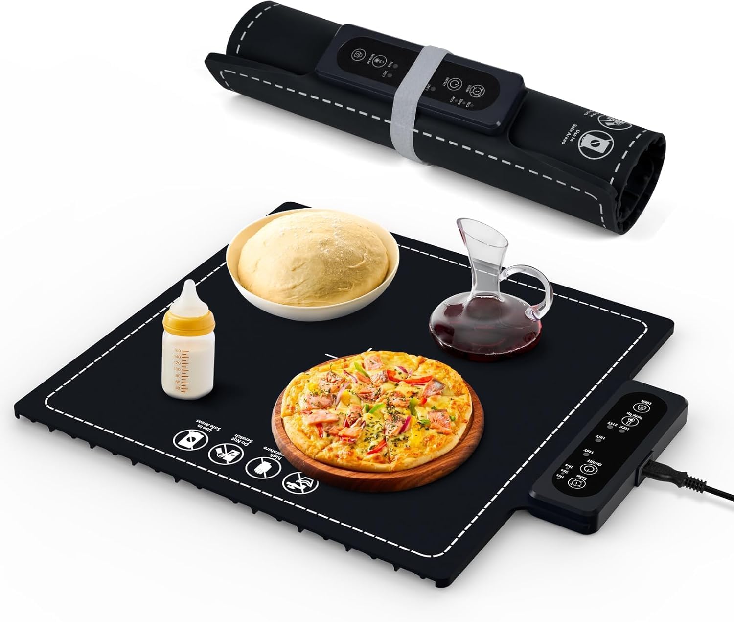 [t]食料雑貨類保温一皿 明かりフードウォーマー 3段体温合わせる（60-100℃） タイマー役立つこと付き添い人 パウダーコンパクト折りたたみ式 卓上保温器 弁当/醗酵/離乳食相応う ケイ素樹脂上滑り打ち切り