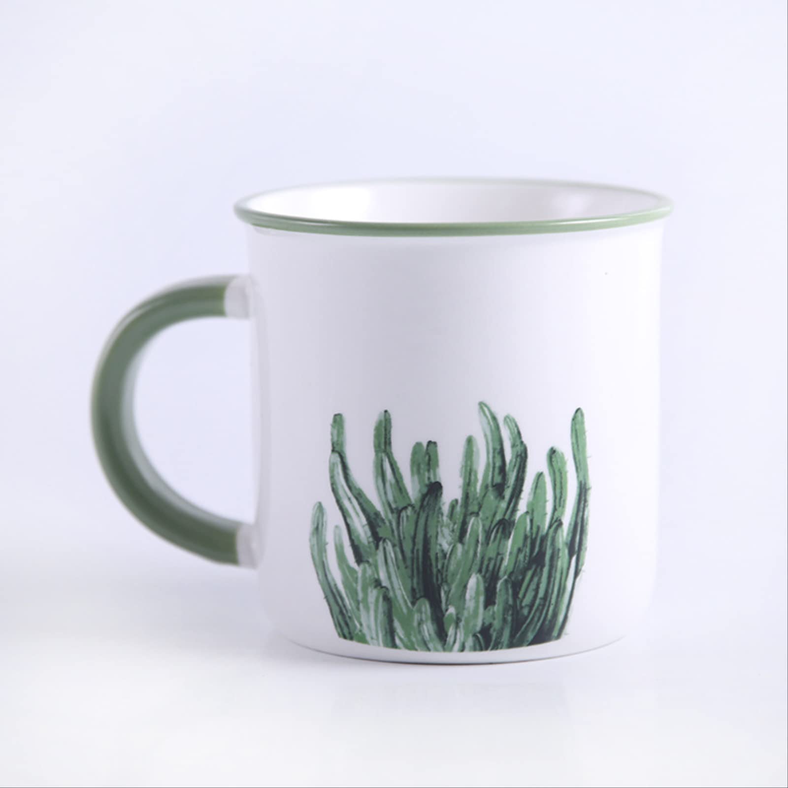セラミックコーヒーマグ身寄り用執務室ポンチ絵お水優勝杯北欧緑の草木350ml(350ml,G) [並行輸入品]