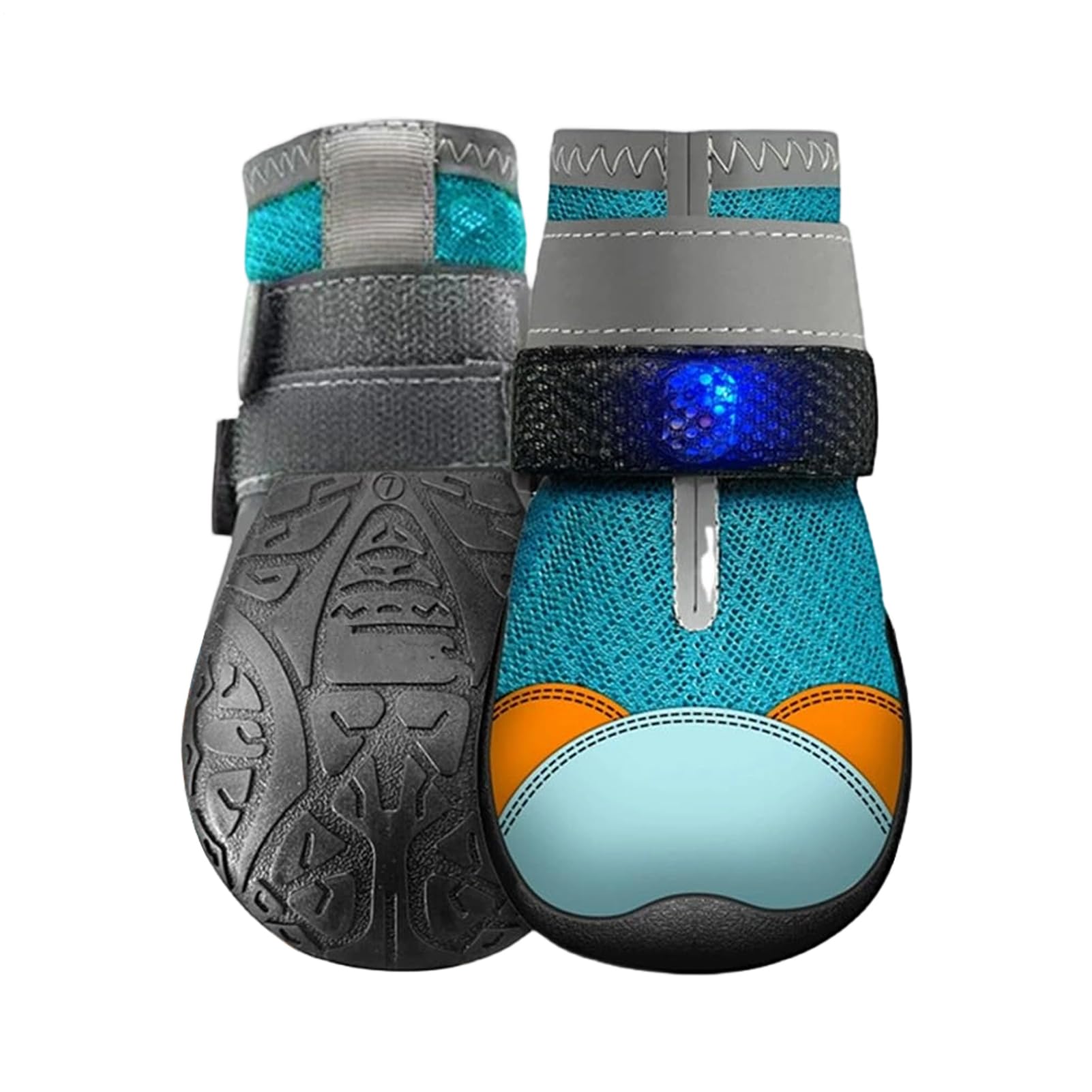 LED Pet Boots - Adjustable Anti Slip Cat Dog Footwear, Lighted Safety Paw Protectors | Night Walking Training Running Summer Pavement Shield Small Puppy Kitten Outdoor Visibility Gear Reflective