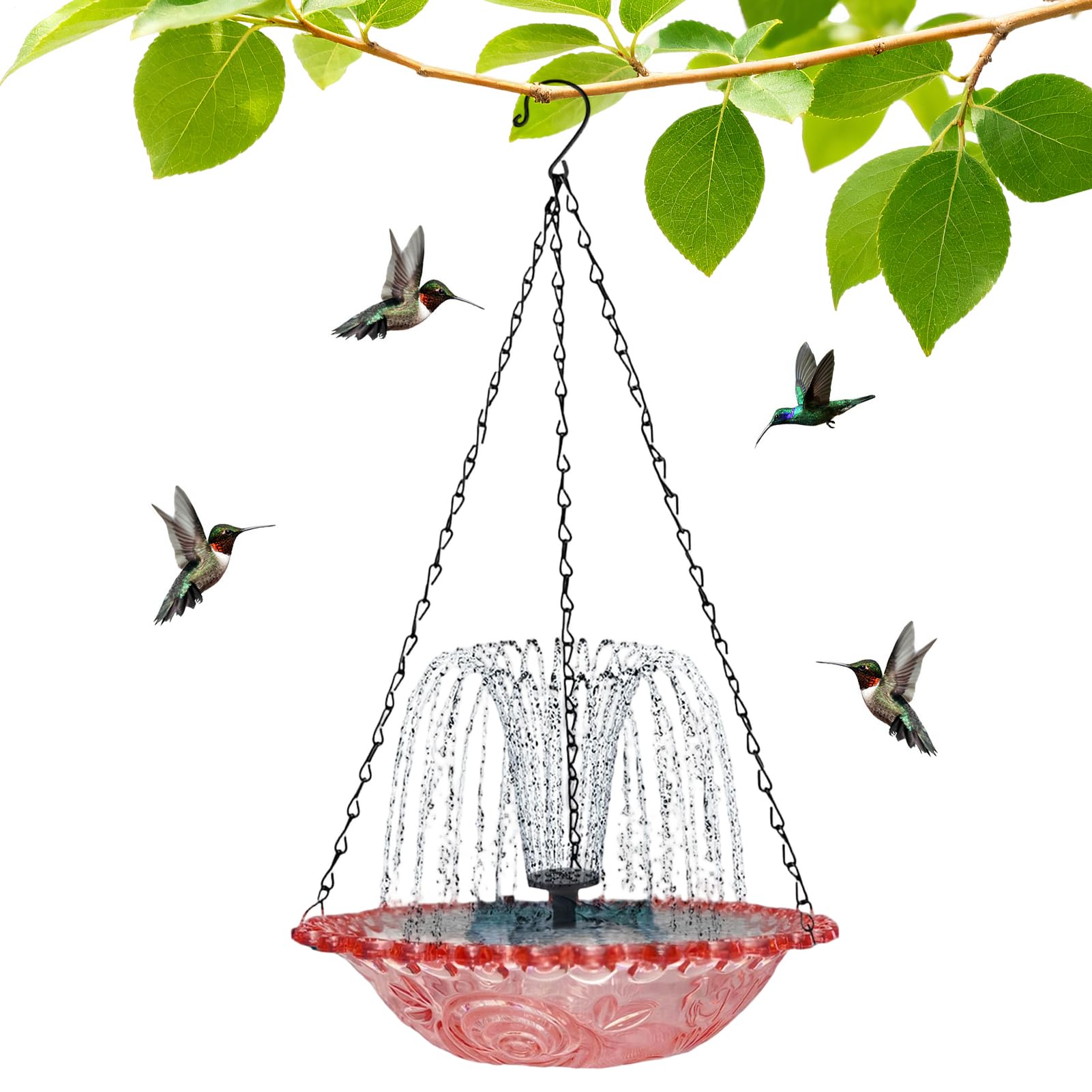 Decorative Bird Bath - Sunlight Reflecting Artistic Bowl Feeder, Outdoor Garden Water Dish | Elegant Patio Balcony Courtyard Fence Fountain for Hummingbird Parrot Parakeet