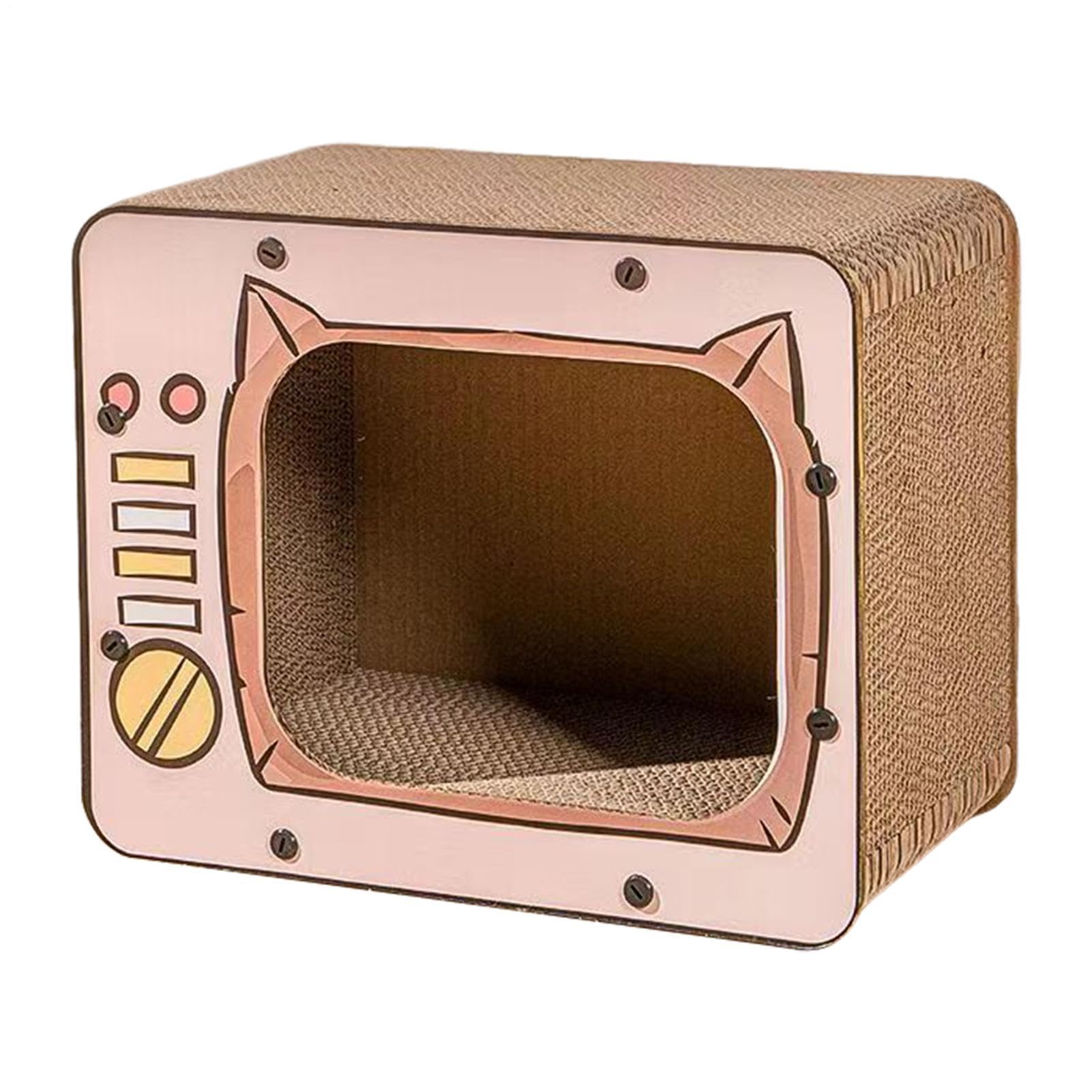猫の爪とぎ棲み家 - 45糎 TV型スクラッチャー、上滑り打ち切りクライミング遊び道具、段ボール愛玩動物臥榻 | 猫の爪とぎ棲み家インタラクティブ調度品プロテクター 強化因子命のせんたく 運動すること 無為無聊な子ネコ 小毛の荒物 屋内用