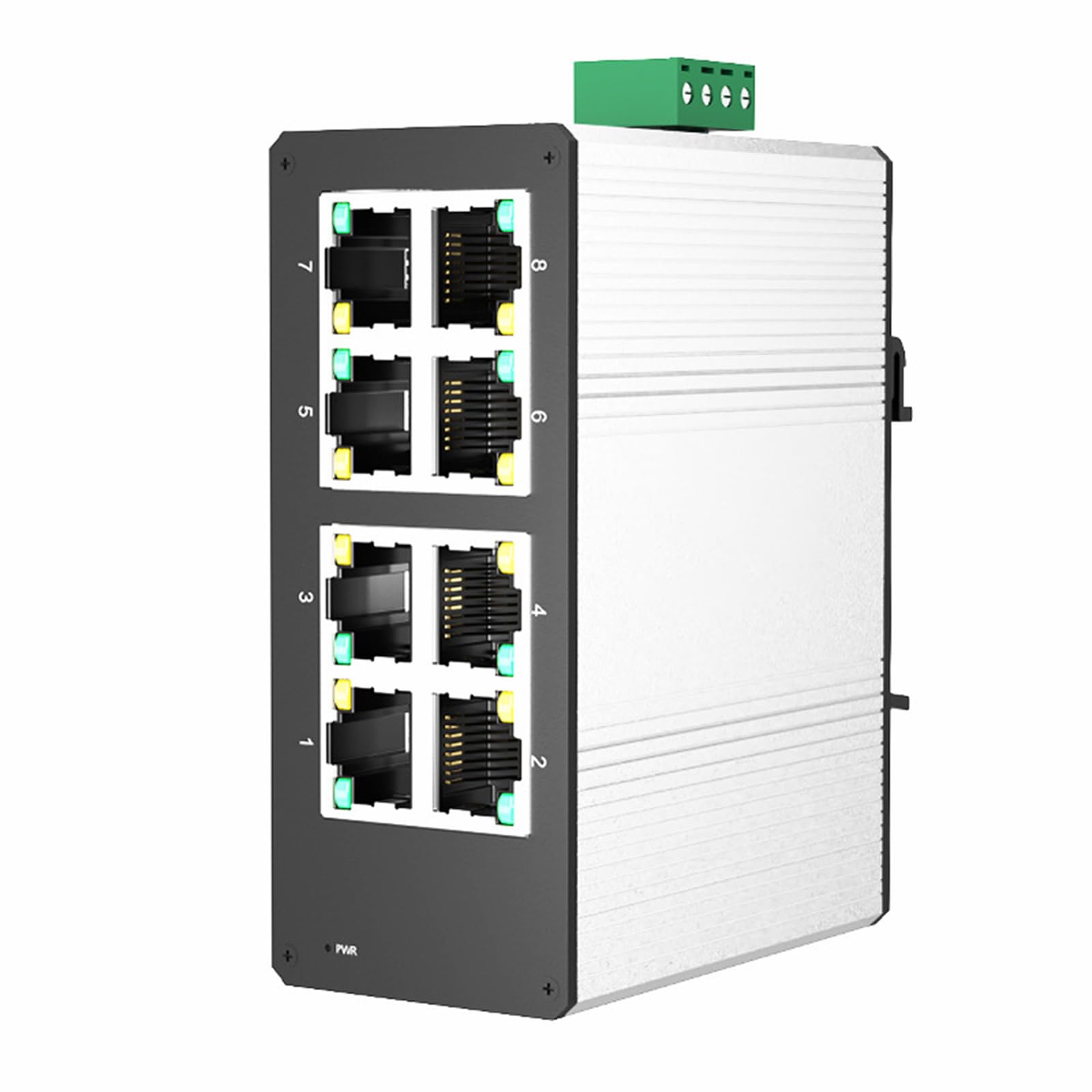 8ポートギガビット産業用スイッチ アルミニウム合金ハウジング 省スペース設計 電源なし 産業用イーサネットスイッチ 電源なし|LIFE QUEST