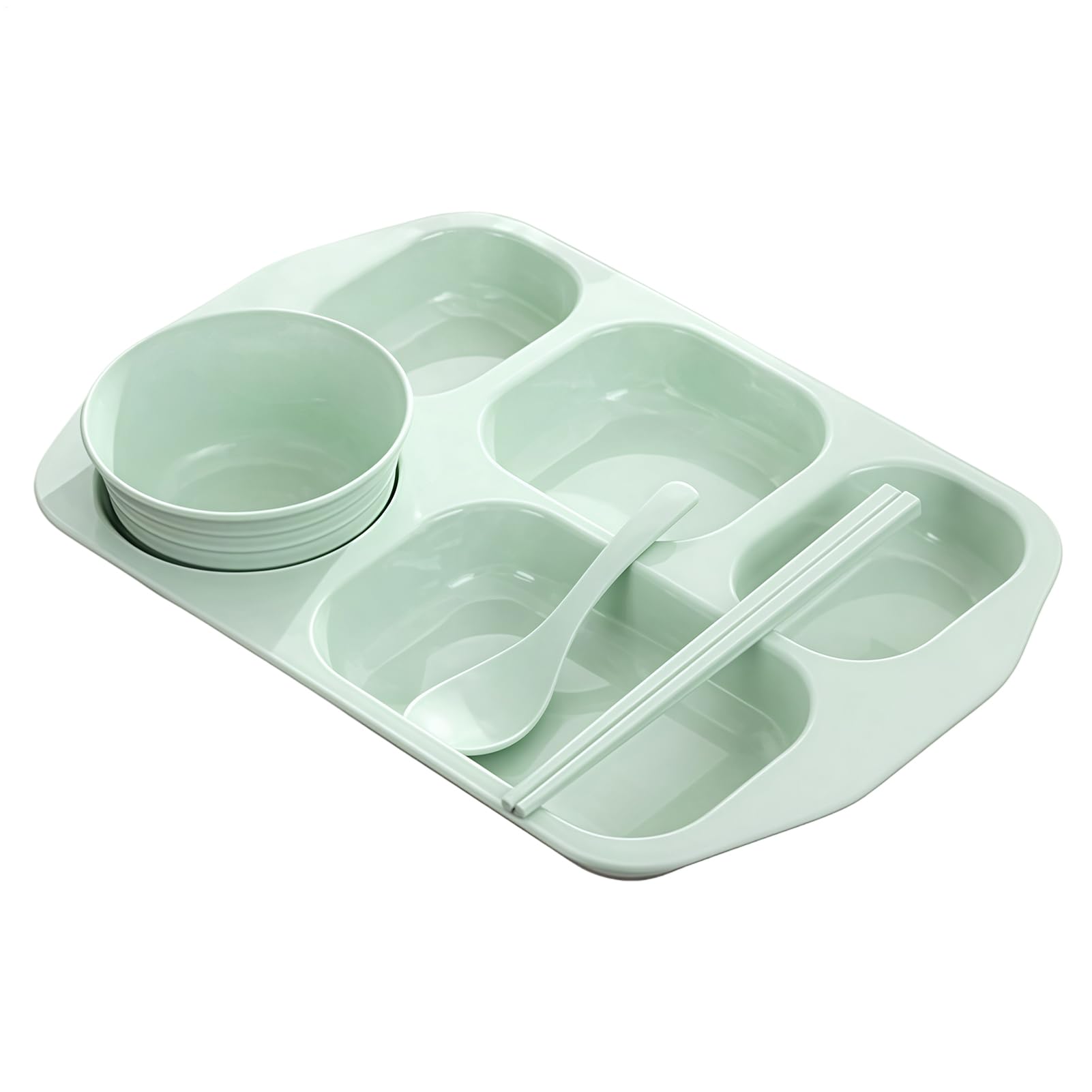 仕切りコンパートメントプレート | 5つのコンパートメントに分かれたテーブルウェア食器 - 食品仕切り皿 - ティーンズ、大人、学生、家庭、学校、デイケア、食事時間、ダイニングルーム、レストラン、ピクニック用｜LIFE QUEST