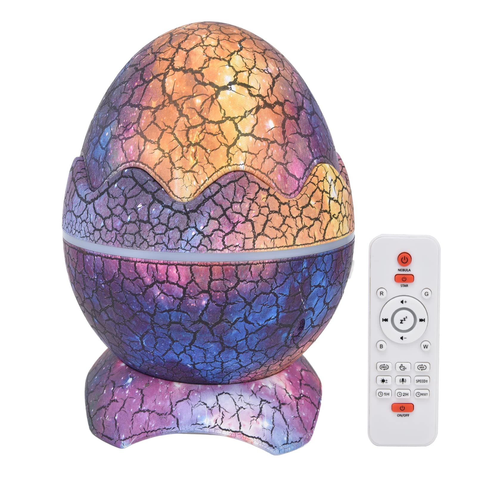 LED スタープロジェクター ファンタスティック恐竜の卵 ナイトライト リモコンと Bluetooth 音楽付き 寝室とステージ用 ABS + PC ホワ｜LIFE QUEST