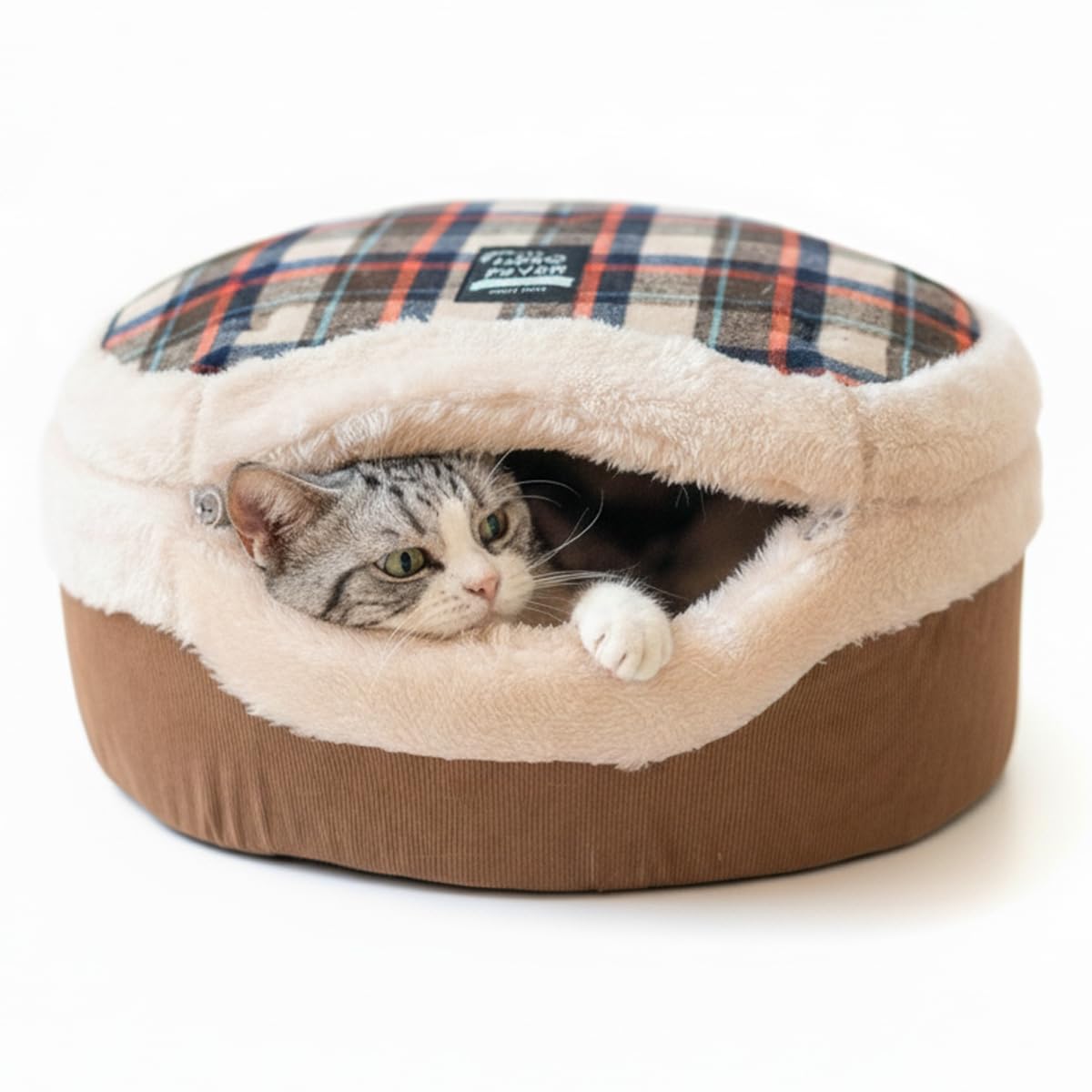Ladfrol 猫ベッド 冬 ドーム型 2WAY キャットハウス 【どら焼き】 かまくら 丸型 隠れ家 暖かい 厚手 ふわふわ 寒さ対策 柔らかい 可愛い 滑り止め クッション付き 型崩れしにくい 洗える お手入れ簡単 (45*25cm（適用ペット：4キロ以内）)｜LIFE QUEST