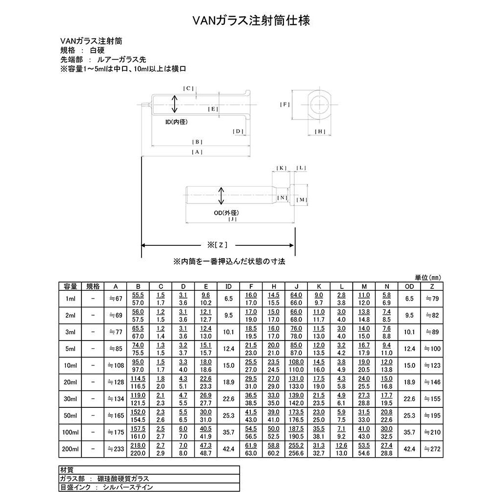 Van 翼工業 硝子注射器 ガラス先