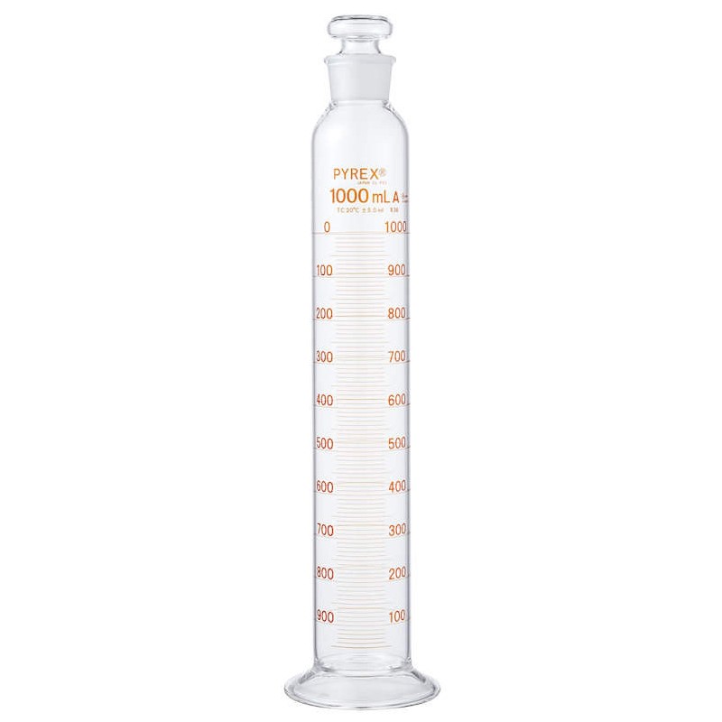 PYREX 有栓メスシリンダー 1000ml 3002JIS-1L