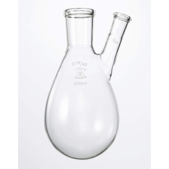 三商 透明摺合せ二ツ口ナス型フラスコ 100ml