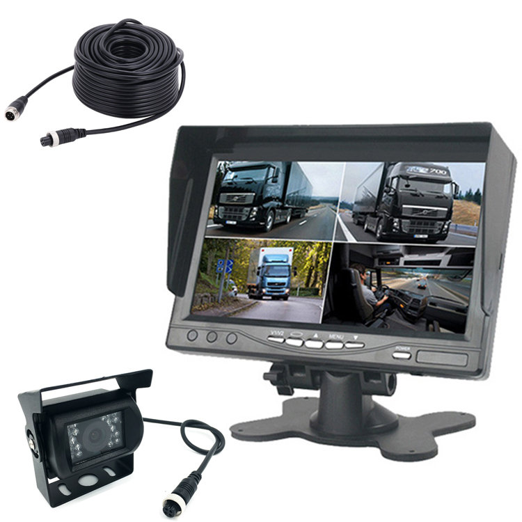 7インチ4分割モニター+CCDバックカメラセット 12/24V兼用 TFT液晶モニター 4ピンタイプカメラ1台(別途電源不要) 20mケーブル1本 LST-MN70PROSET|ライフセレクト