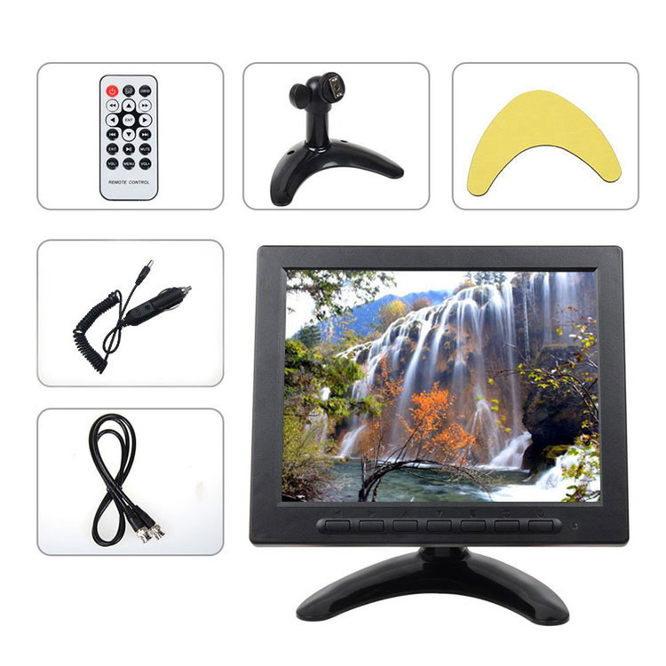 8インチIPS液晶 スピーカー内蔵 オンダッシュモニター メディアプレイヤー 動画対応 HDMI/VGA/RCA入力 USBメモリ再生 上下反転 バックカメラ信号対応 DC12V LST-CMN800
