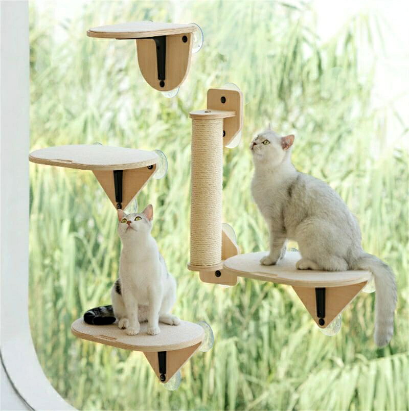 キャットステップ 猫 ベット 猫窓用ハンモック 爪とぎ 平面ステップ 木枠付き窓枠座り台 キャットタワー キャットウォーク おしゃれ 日向ぼっこ 強力 ベッド 台 猫ベッド 吸盤式 強力吸盤 窓 壁 壁付け 壁掛け 取り付け簡単 耐荷重約10kg 猫タワー