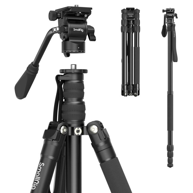 SmallRig 三脚 180cmコンパクト アルミ4段カメラ三脚 一脚可変式 荷重15kg