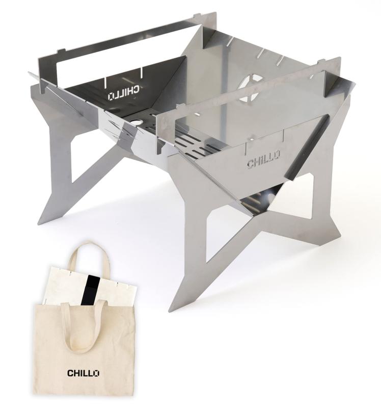 CHILLO （ チロ ） 焚き火台 [B4-PLATE] スターターセット 2-4人用 ステンレス 五徳付き 収納バッグ付