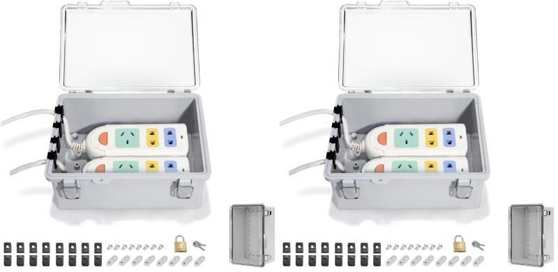 ISKALT 電気ボックス コンセントボックス ABS 防塵防水IP66 耐候性電気ボックス ヒンジ付きジャンクション ボックス グレー 防水屋 電源タップ収納 PC透明カバー付き 屋外 防水 ボ プラグ排水防