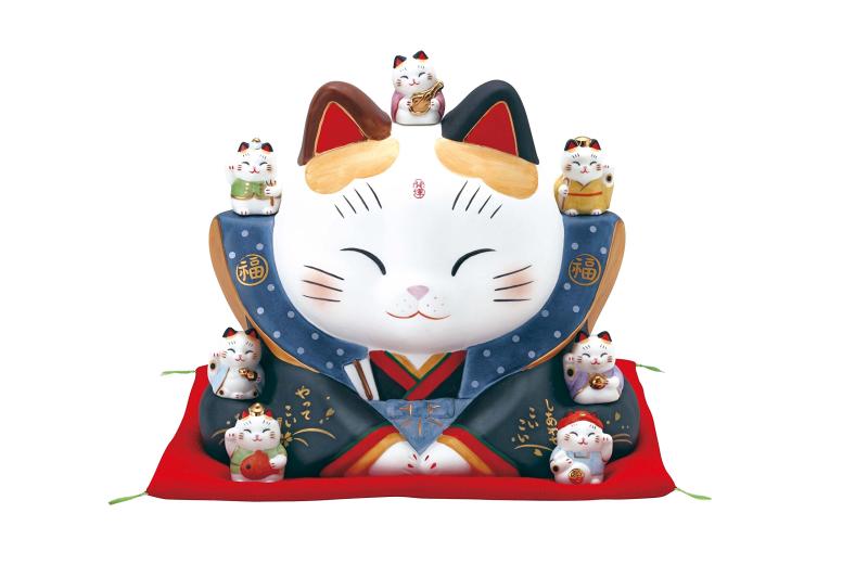 彩絵 七福神 福助 招き猫 7号 飾りつけ 7539