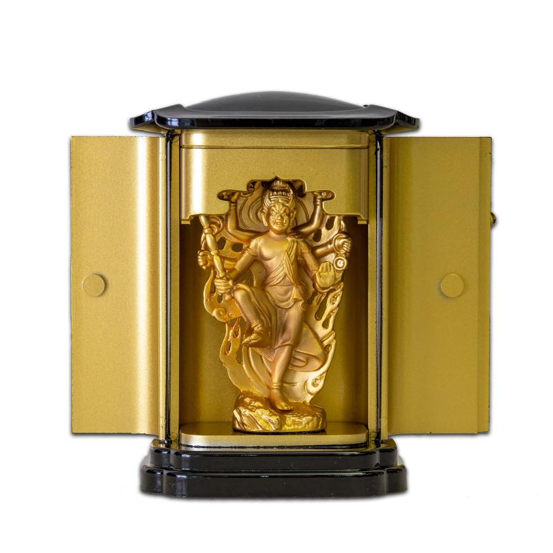 仏像 烏枢沙摩明王 厨子入り(金メッキ/24金)仏師:牧田秀雲 原型_(トイレの神様)お手洗い 洗面所の守り本尊 高岡銅器(うすさまみょうおう)|ライフスマイルアップ 店