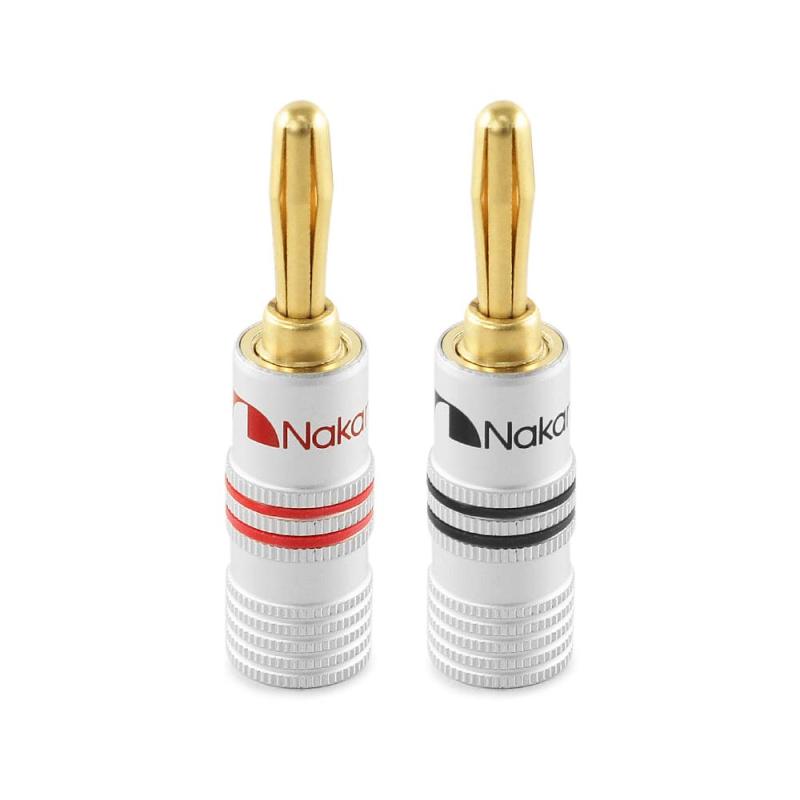 Nakamichi バナナプラグ banana plugs 24K金メッキ スピーカーケーブルコネクター アルミメタルシェル 12AWG-18AWGゲージサイズ4mm|ライフスマイルアップ 店