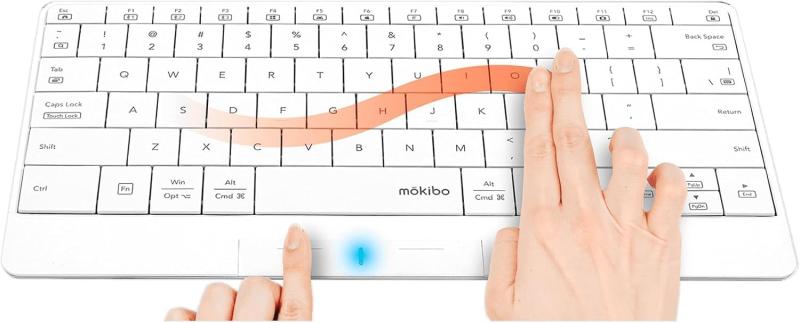 INNOPRESSO タッチパッド内蔵 マルチデバイス相応う Bluetooth 無線電話鍵盤 mokibo 英語取り合わせ (白いこと) MacOS/iOS/androidOS/Win相応う MKB316US_WH