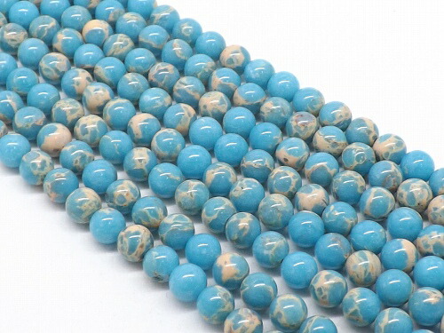 天然石 インペリアルジャスパー  水色インペリアル 可愛い  1連 まとめ売り 天然石 インペリアルジャスパー（ブルー） ラウンド4mm １連