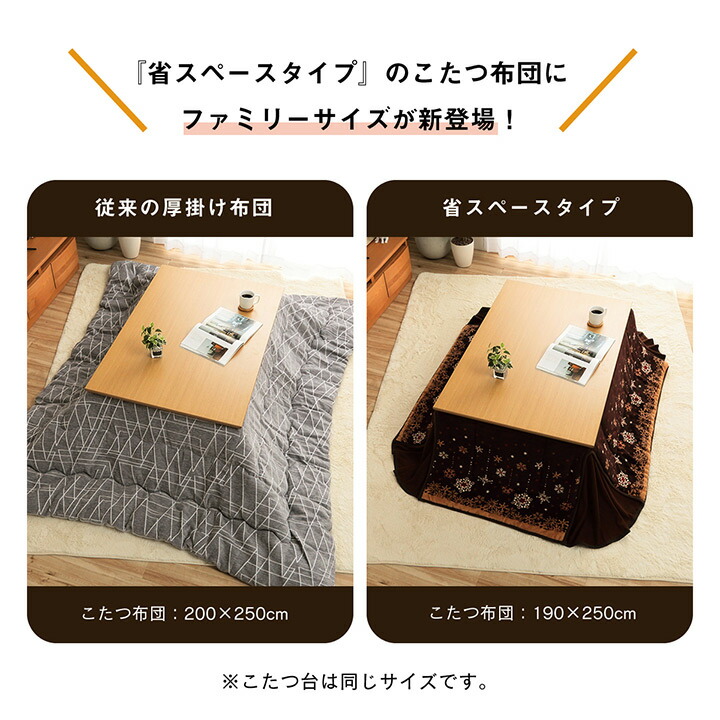 『ミルキー大判省スぺ』190×250cmこたつこたつ布団暖房北欧風省スペース190×250フリースブラウンアイボリーシンプルかわいいエコ