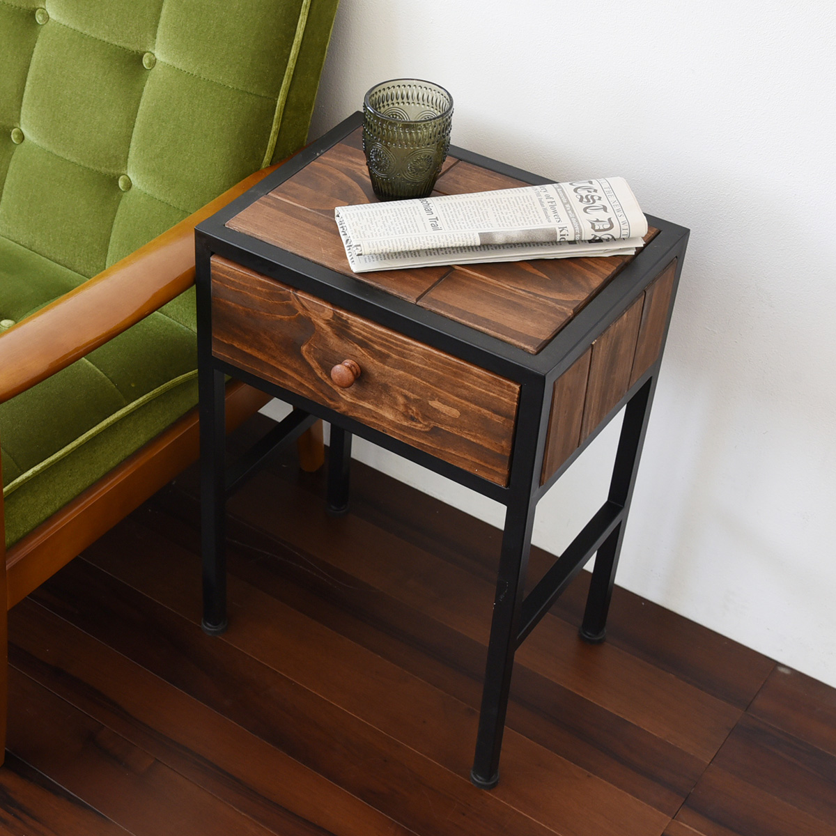 【人気沸騰】 サイドテーブル ナイトテーブル SEED シード 収納 木製 北欧 家具 寝室収納 ベッドサイドチェスト 収納ラック レトロ