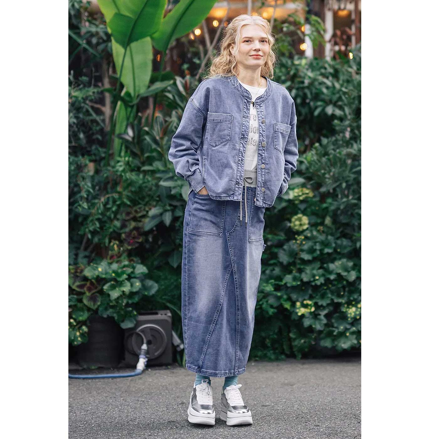【~10%OFF引き換え証\u0026尖んがり最大限度10倍】INDIMARK INDKNIT マキシ丈 ペインタースカート レディース 今めかしい ブランド名 愛くるしい インディゴ WK003【お取り寄せ】