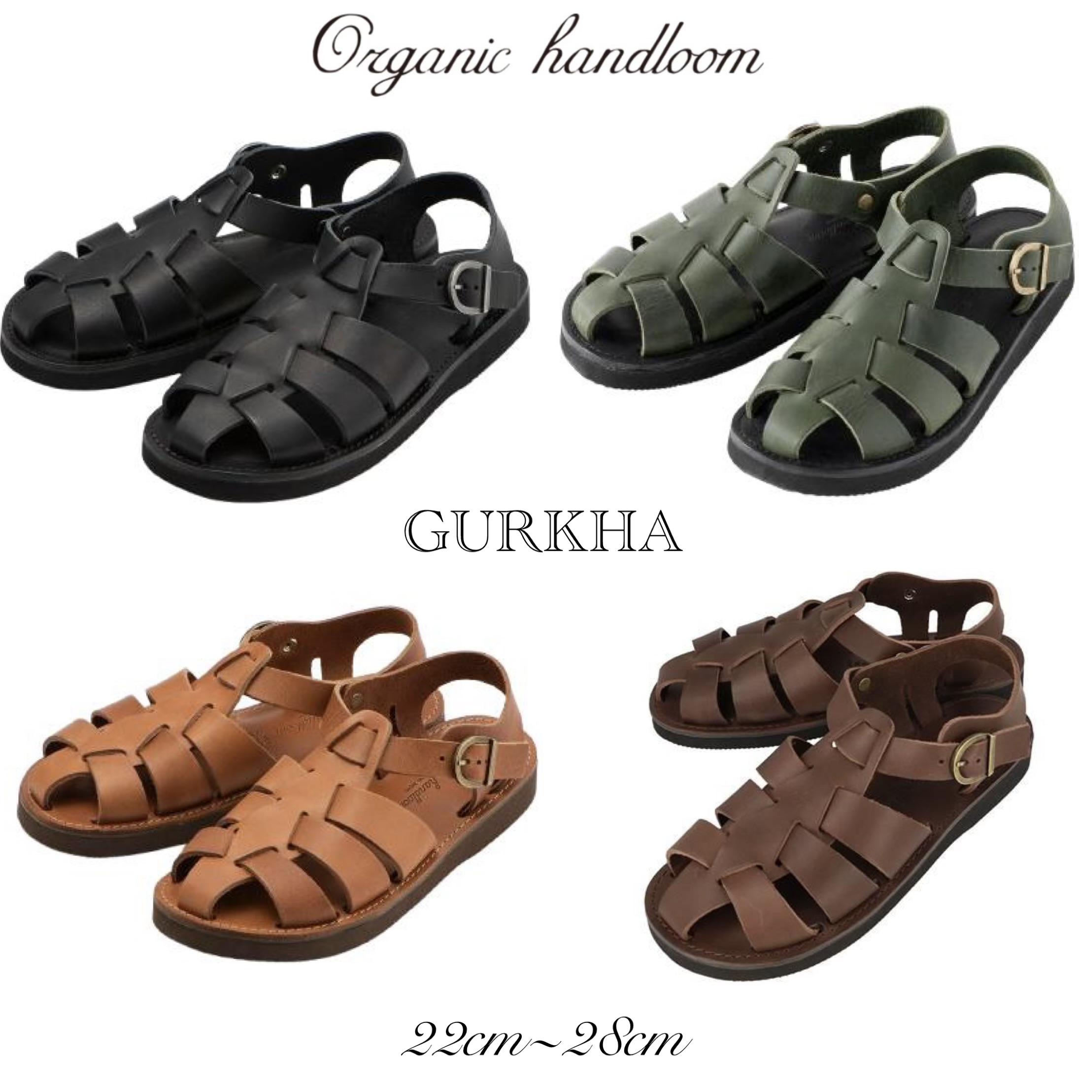 【~10%OFF引き換え証\u0026尖んがり最大限度10倍】Organic Handloom オーガニックハンドルーム サンダル シューズ メンズ レディース 今めかしい ブランド名 なめし革 革 GURKHA