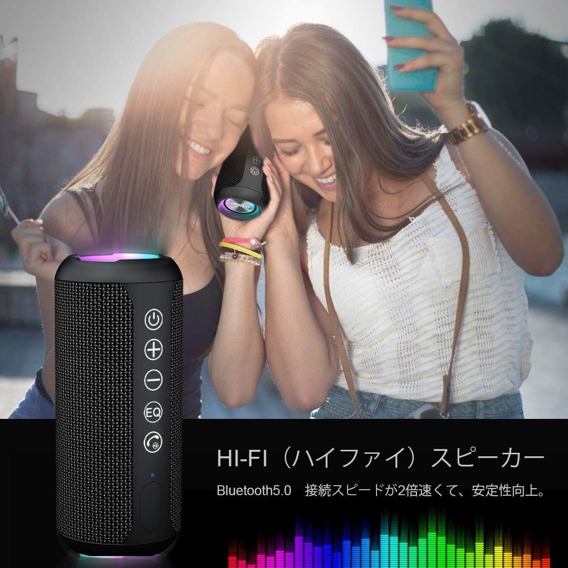 市場 Bluetooth 防水ipx7でワイヤレス スピーカー 30時間連続再生 24w出力ぶるーとぅーすすぴーかー ステレオのポータブルブルートゥース スピーカー