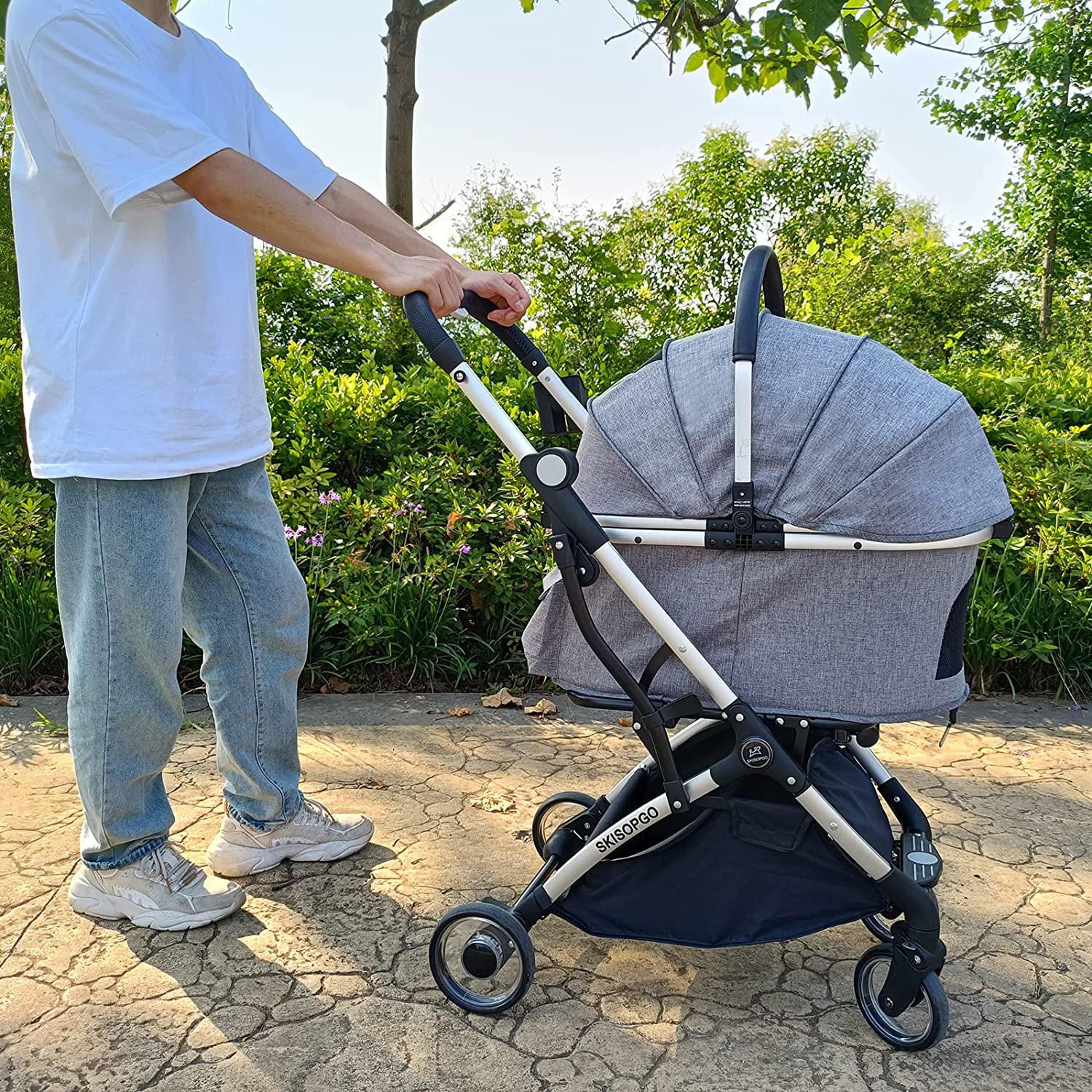 4輪ペットカート 分離型 ペットバギー 小型犬 中型犬 前輪360°後輪ブレーキ付 猫 ワンタッチ 多機能 折りたたみ 散歩 外出便利 犬用ベビーカー