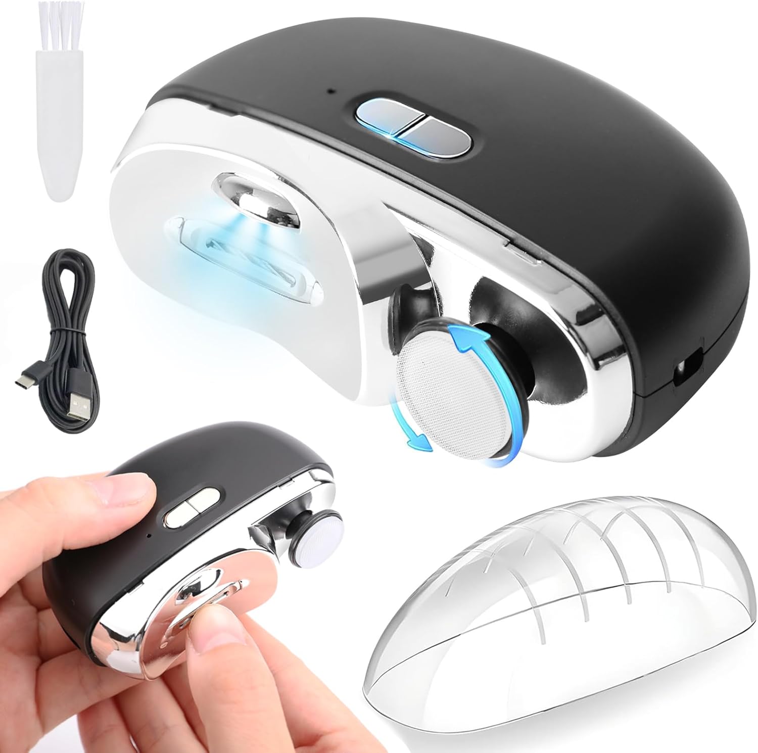 【2in1】 電動爪切り 爪磨き 2両用 段階スピード爪研ぎ 爪切り電動 Type-C充電式 便利 超軽量爪切り LEDライト付き 簡単操作 安全 低騒音の電動爪削り 角質ケア 巻き爪 厚い爪 爪ケア 用 赤ちゃん 子供 大人 高齢者 家族全員 安全スイッチが付き