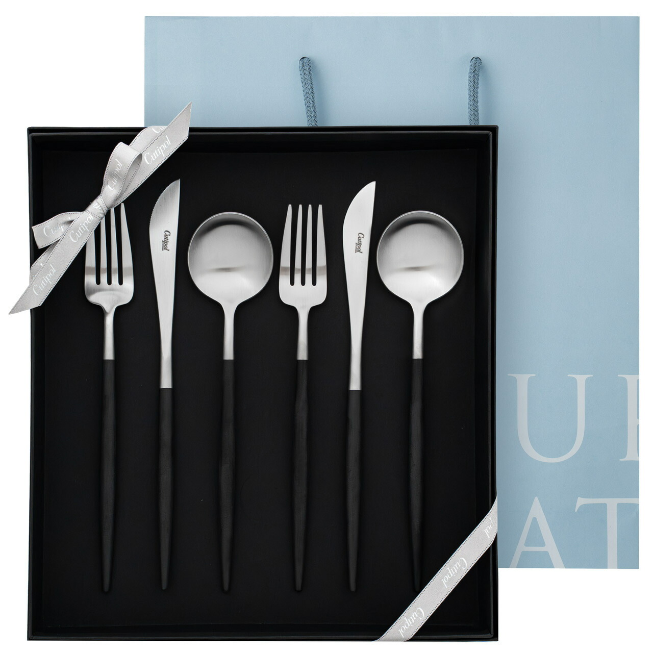 【正規品】クチポール　ゴア・ブラック　シルバー　ディナーセット6PCS（箱入り） Amazon | 【正規品】Cutipol ゴア ブラック×シルバー ディナー6
