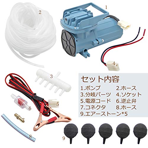 サイズ 18w Hanchen エアーポンプ 18w 水槽 漁船用 酸素供給 水槽曝気 パワフル 12v 吐出量 38l 分 吐出口6つ 逆流防止弁付 お釣り用具 Umu Ac Ug