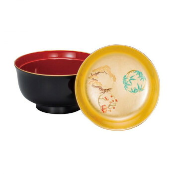 まえじゅう漆器 松竹梅 雑煮椀 黒 4T-516【送料無料】