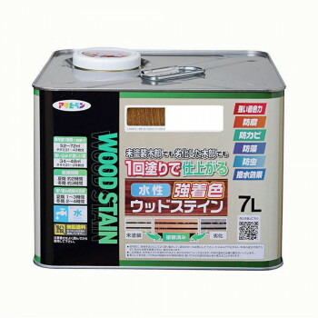 アサヒペン　木部塗料　水性強着色ウッドステイン　7L　ウォルナット　防カビ　防虫　防藻　撥水【送料無料】